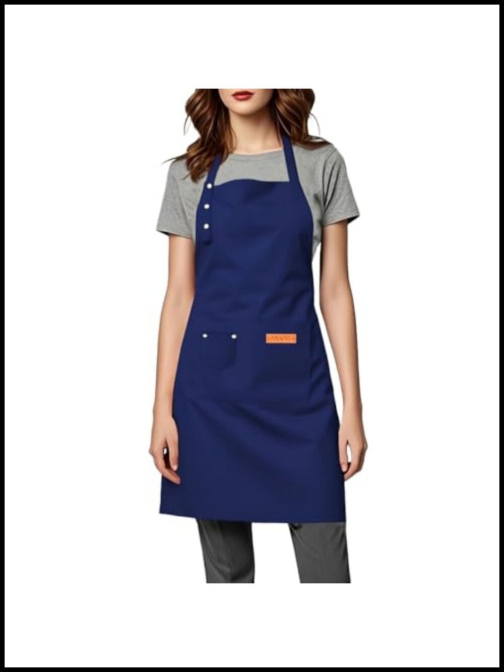 Water-Resistant Cotton Blend Kitchen Apron with Pockets Adjustable